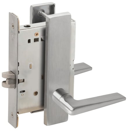 Grade 1 Passage Latch Mortise Lock, 05 Lever, L Escutcheon, Satin Chrome Finish, Field Reversible